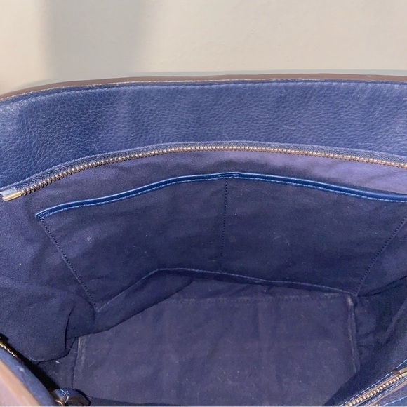 Tory Burch Block T Pebbled Hobo Bag Royal Navy - Picture 8 of 8